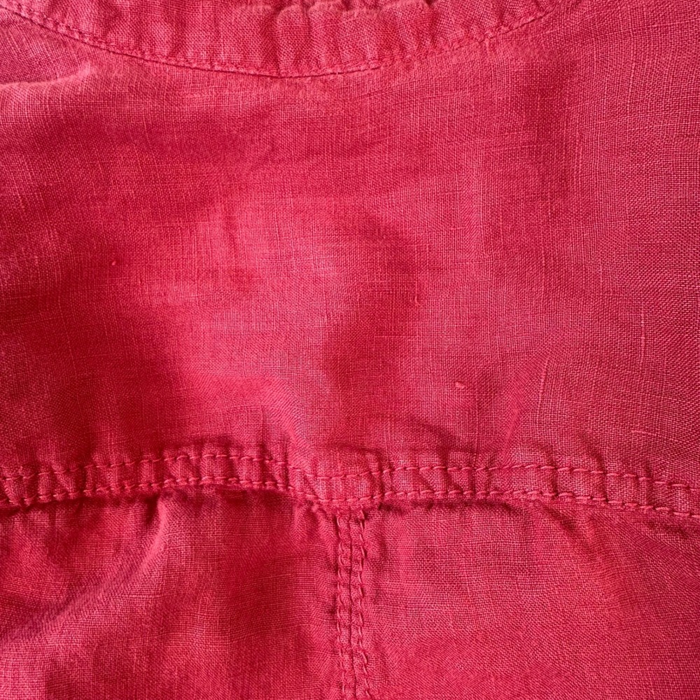 Caslon Utility Jacket Women's M Red 100% Linen Button Front Fisherman Lagenlook - Picture 7 of 7